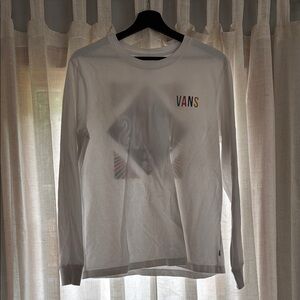 Vans White Long Sleeve Tee with Graphic Design